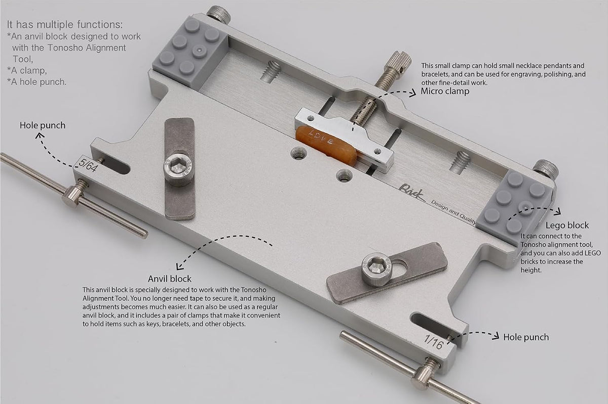 Tonosho Multifunction Anvil Block for Metal Stamping & Alignment Tools